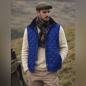 BARBOUR Cagney Quilted Gilet Vest Royal Blue | Sam Heughan Collection | Men’s